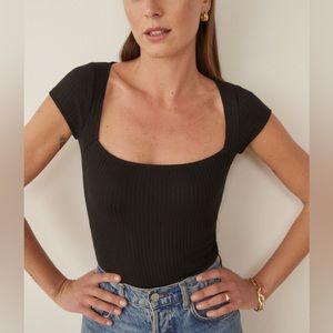 Reformation Bardot Ribbed Knit Top